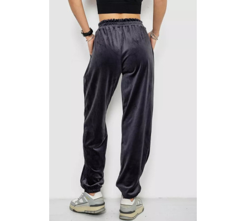 Спортивні штани жіночі велюрові, колір темно-сірий, 238R58647-2