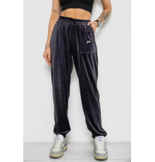 Спортивні штани жіночі велюрові, колір темно-сірий, 238R58647-2