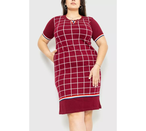 Платье в клетку повседневное, цвет бордовый, 231R6234