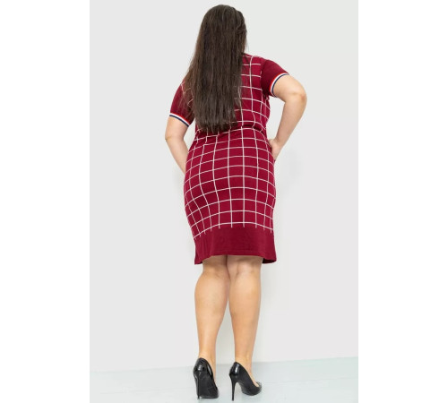 Платье в клетку повседневное, цвет бордовый, 231R6234