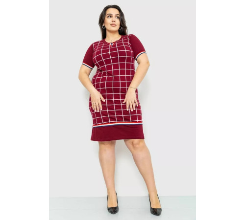 Платье в клетку повседневное, цвет бордовый, 231R6234