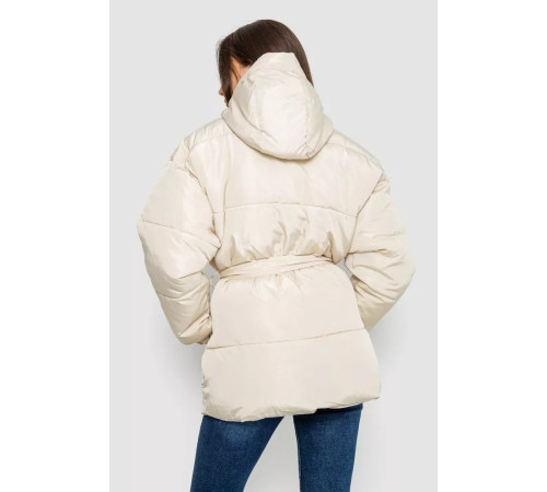 Куртка жіноча демісезонна з поясом, колір світло-бежевий, 207R005