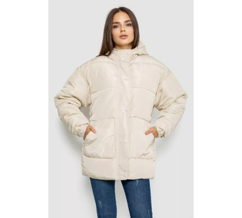 Куртка жіноча демісезонна з поясом, колір світло-бежевий, 207R005