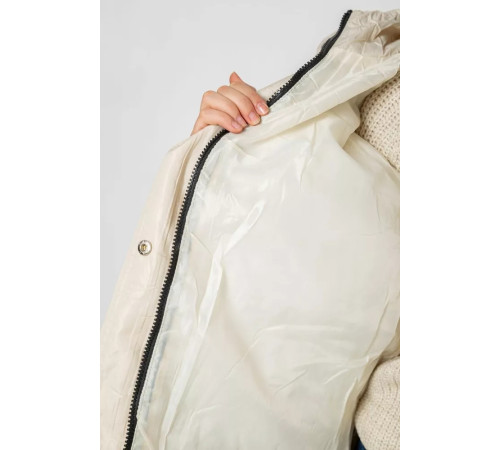 Куртка жіноча демісезонна з поясом, колір світло-бежевий, 207R005