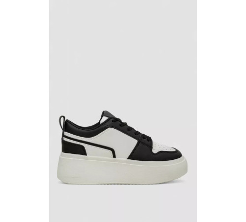 Кросівки жіночі демісезонні на платформі, колір чорно-білий, 243R2024-7