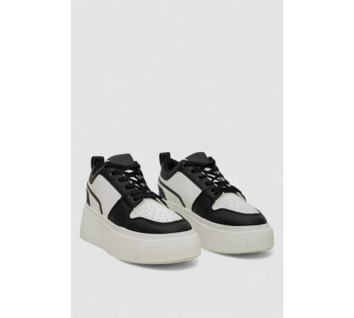 Кросівки жіночі демісезонні на платформі, колір чорно-білий, 243R2024-7