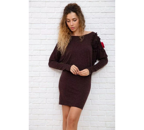 Шерстяное приталенное платье, коричневого цвета, 167R147-1.