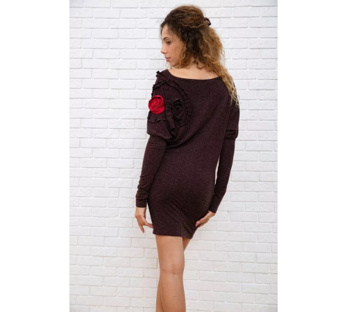 Шерстяное приталенное платье, коричневого цвета, 167R147-1.