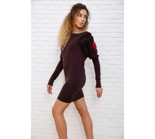 Шерстяное приталенное платье, коричневого цвета, 167R147-1.