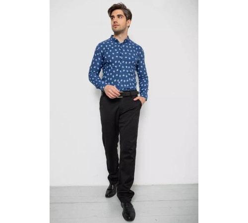 Сорочка чоловіча з принтом, колір джинс, 214R807