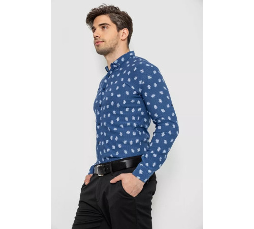 Сорочка чоловіча з принтом, колір джинс, 214R807