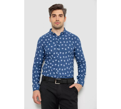 Сорочка чоловіча з принтом, колір джинс, 214R807