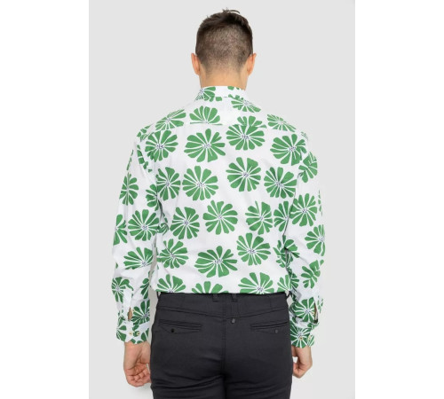 Рубашка мужская повседневная, цвет бело-зеленый, 247R402.