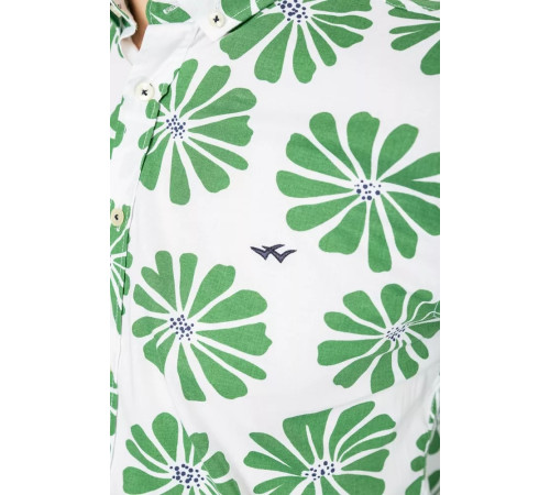 Рубашка мужская повседневная, цвет бело-зеленый, 247R402.