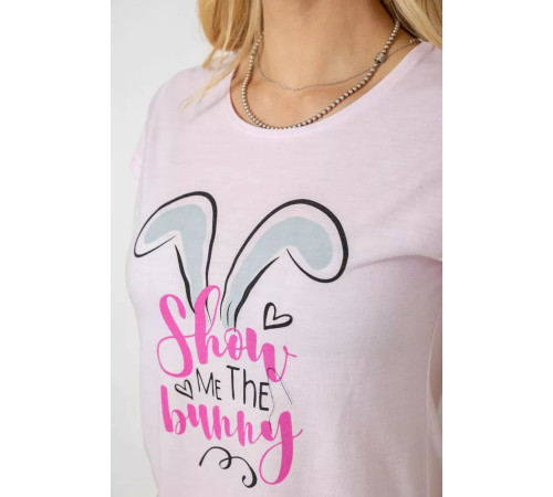 Піжама жіноча з принтом, колір рожевий, 243R7078