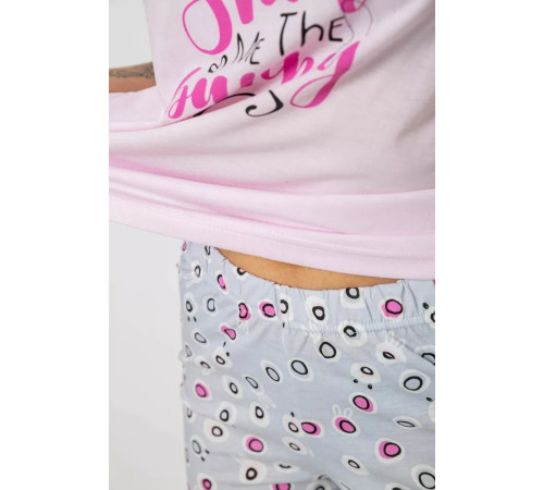 Піжама жіноча з принтом, колір рожевий, 243R7078