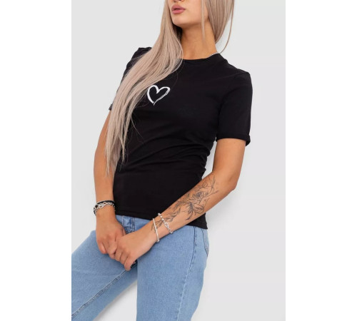 Женская футболка с принтом, цвет черный, 238R01643