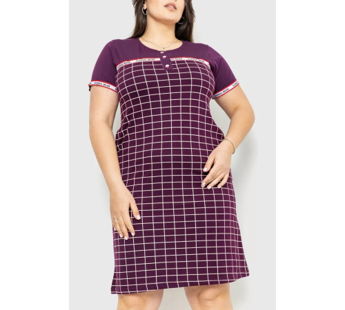Платье в клетку повседневное, цвет темно-фиолетовый, 231R6404.