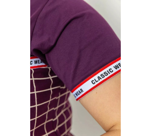 Платье в клетку повседневное, цвет темно-фиолетовый, 231R6404.