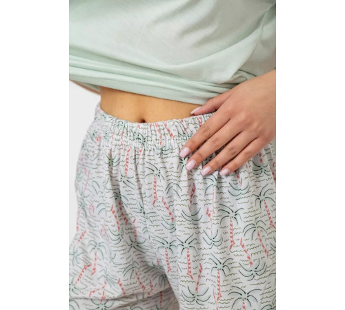 Женская пижама с принтом, цвет мятный, 243R2107