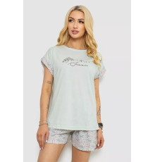 Женская пижама с принтом, цвет мятный, 243R2107