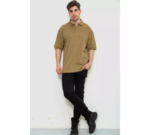 Поло мужское однотонное, цвет хаки, 244R015