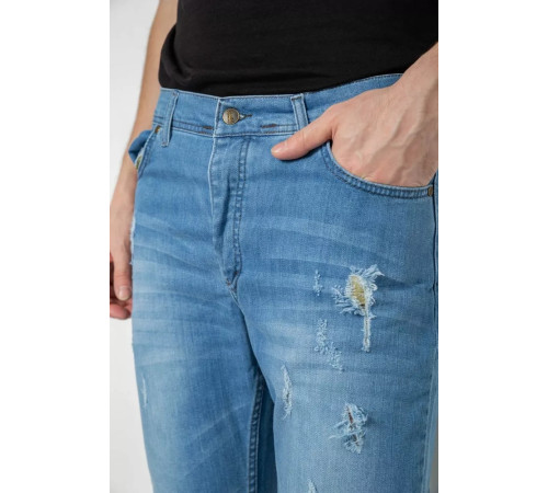 Джинси чоловічі з потертостями, колір блакитний, 247R736