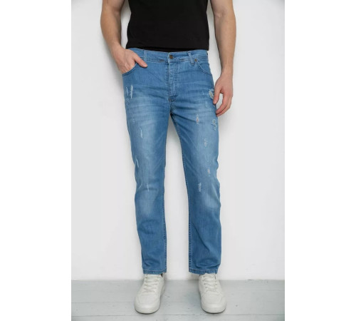 Джинси чоловічі з потертостями, колір блакитний, 247R736