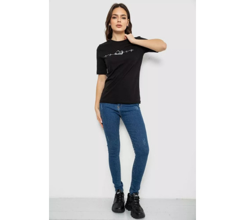 Футболка жіноча з принтом, колір чорний, 241R1835