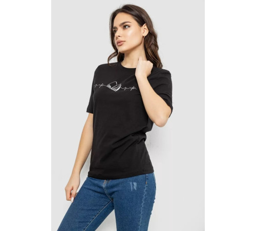 Футболка жіноча з принтом, колір чорний, 241R1835
