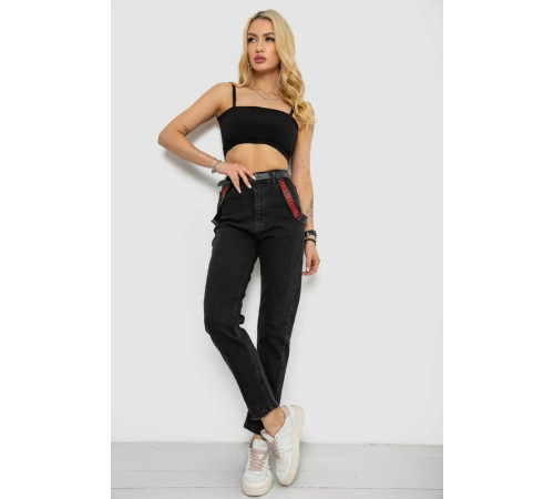 Джинси жіночі Mom-fit, колір чорний, 182R9135