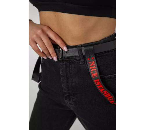 Джинси жіночі Mom-fit, колір чорний, 182R9135