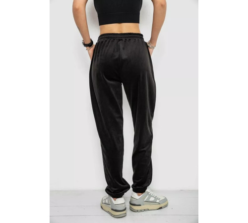Спортивні штани жіночі велюрові, колір чорний, 238R58647