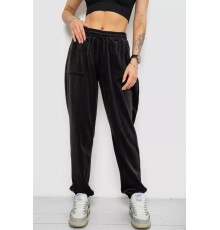 Спортивні штани жіночі велюрові, колір чорний, 238R58647