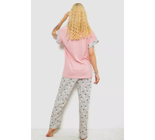 Піжама жіноча з принтом, колір пудровий, 243R8482