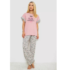Женская пижама с принтом, цвет пудровый, 243R8482