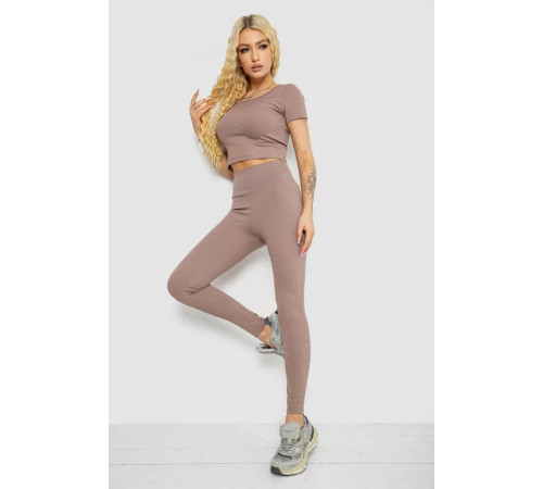 Костюм женский в рубчик, цвет мокко, 221R3609