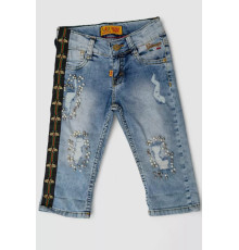 Капрі джинсові для дівчаток, колір блакитний, 247R2606-1