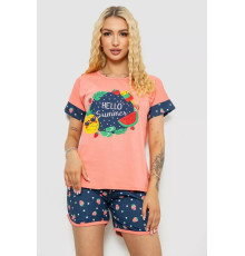 Пижама женская с принтом, цвет персиковый, 243R3044-1.