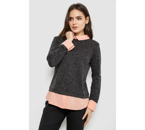 Блуза-обманка, колір сіро-персиковий, 230R542