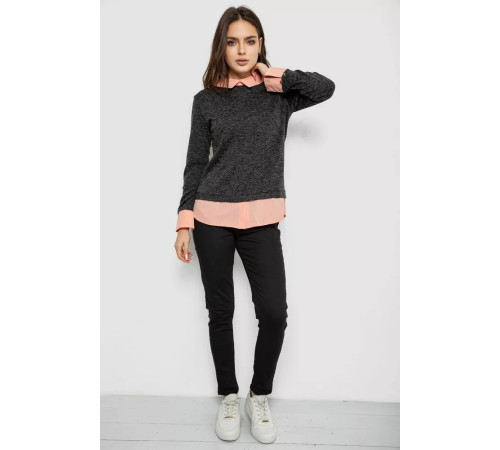 Блуза-обманка, колір сіро-персиковий, 230R542