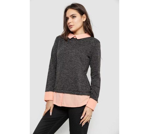Блуза-обманка, колір сіро-персиковий, 230R542