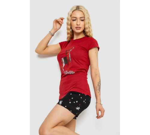 Женская пижама с принтом, цвет бордово-черный, 243R3244