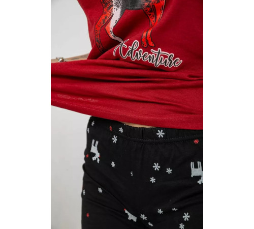 Женская пижама с принтом, цвет бордово-черный, 243R3244