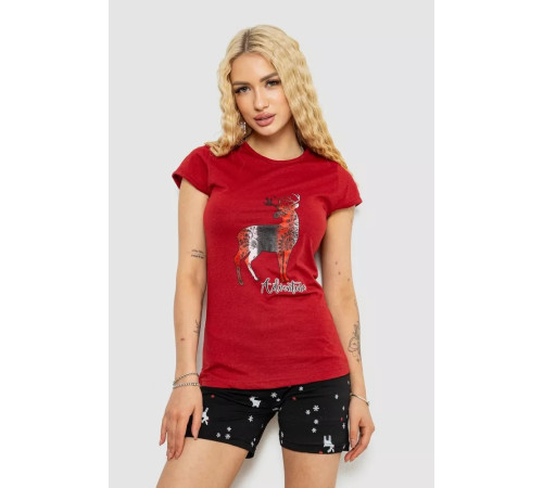 Женская пижама с принтом, цвет бордово-черный, 243R3244