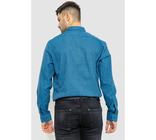 Сорочка чоловіча в клеку байкова, колір синьо-блакитний, 214R99-33-022