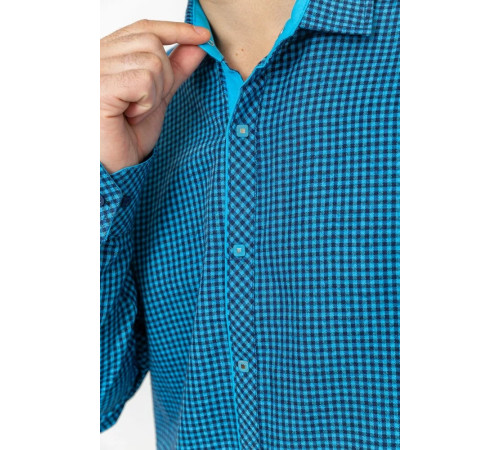 Сорочка чоловіча в клеку байкова, колір синьо-блакитний, 214R99-33-022