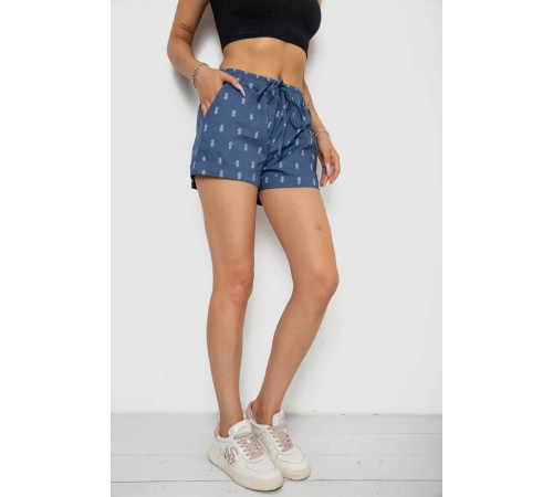 Шорты женские с принтом, цвет джинс, 238R7164-2