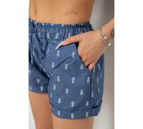 Шорты женские с принтом, цвет джинс, 238R7164-2