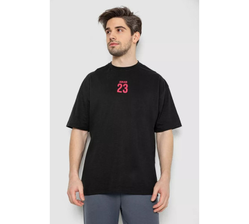 Мужская футболка с принтом, цвет черный, 244R7024